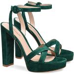 Zapatos verdes de goma de tacón de verano de punta abierta con tacón más de 9cm vintage talla 36 para mujer 