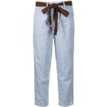 Pantalones casual azules celeste de algodón rebajados informales ALYSI con cinturón talla 7XL para mujer 