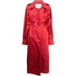 Gabardinas rojas de seda rebajadas manga larga impermeables con cinturón talla XL para mujer 