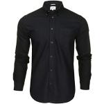 Ben Sherman Camisa Oxford de manga larga para hombre, Negro (logo de bolsillo bordado)., M