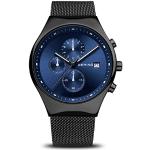 Relojes azules de acero inoxidable de pulsera impermeables Cuarzo Zafiro Clásico Bering para hombre 