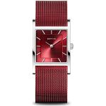 Relojes rojos de acero inoxidable de pulsera rebajados impermeables Cuarzo Zafiro con correa de plata Clásico Bering para mujer 