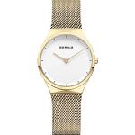 Relojes dorados de acero inoxidable de pulsera rebajados impermeables Cuarzo Zafiro Clásico Bering para mujer 