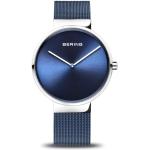 Relojes azul marino de acero inoxidable de pulsera rebajados impermeables Cuarzo Zafiro analógicos Clásico Bering para mujer 