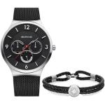 Relojes negros de acero inoxidable de pulsera Cuarzo brazalete Zafiro analógicos con correa de acero Clásico Bering para hombre 
