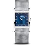 Relojes azules de acero inoxidable de pulsera impermeables Cuarzo Zafiro analógicos Clásico Bering para mujer 