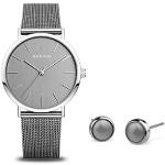 Relojes grises de acero inoxidable de pulsera Zafiro analógicos Clásico Bering para mujer 