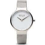 Relojes blancos de acero inoxidable de pulsera rebajados impermeables Cuarzo Zafiro analógicos con correa de plata Bering para mujer 