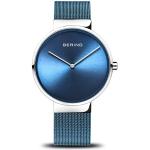 Relojes azules de acero inoxidable de pulsera impermeables Cuarzo Zafiro Clásico Bering para mujer 
