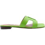 Sandalias planas verdes de cuero de punta cuadrada Bibi Lou talla 37 para mujer 
