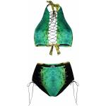 Bikinis halter verdes de poliamida rebajados serpiente con lazo talla XS para mujer 