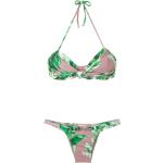 Bikinis verdes de spandex con aros floreados Amir Slama con lazo con motivo de flores para mujer 