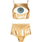 Bikinis dorados de poliamida metálico Brigitte con lentejuelas para mujer 