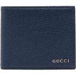 Billetera azul marino de piel plegables con logo Gucci para hombre 