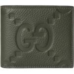 Billetera verde militar de cuero plegables con logo Gucci para hombre 