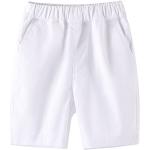 BINIDUCKLING Pantalones cortos de verano elásticos para niños de 4 a 16 años, Blanco, 8- 9 años