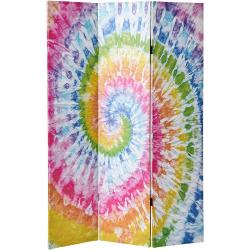 Biombo de lienzo y abeto multicolor abstracto de 120x180 cm