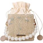 Bolsos de perlas de mano con estampados floreados con perlas para mujer 