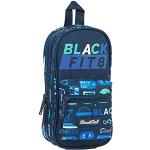 Blackfit8 Plumier Mochila con 4 Portatodo Vacío Reciclable Logos Retro, 120x50x230 mm, Azul Marino (M847A)