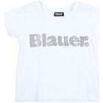 Camisetas blancas de algodón de manga corta infantiles con logo BLAUER para bebé 