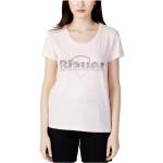 Camisetas rosas de algodón de algodón  rebajadas de verano informales con logo BLAUER con lentejuelas talla XL para mujer 