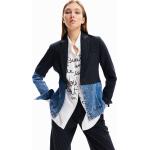 Chaquetas azules de denim de traje  manga larga con rayas Desigual talla L para mujer 