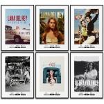 BLCKART Lana Del Rey Álbum Cover Set Música Decoración de Pared Canción Cuadros Dormitorio Decoración Salón Oficina en Casa (6 x A4, sin marco)