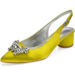 Zapatos destalonados amarillos de goma de verano de punta abierta formales acolchados talla 35 para mujer 