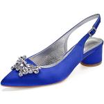 Zapatos destalonados azules de goma de verano de punta abierta formales acolchados talla 38 para mujer 