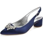 Zapatos destalonados azul marino de goma de verano de punta abierta formales acolchados talla 35 para mujer 