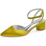 Zapatos amarillos de goma de tacón de verano de punta abierta formales acolchados talla 43 para mujer 