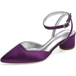 Zapatos lila de goma de tacón de verano de punta abierta formales acolchados talla 41 para mujer 