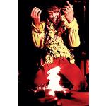 Blue Throat Trident Collection Jimi Hendrix - Póster de artista de guitarra ardiente, 12 x 18 pulgadas
