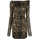 Vestidos negros de jersey de leopardo rebajados sin hombros leopardo Blumarine fruncido talla XS para mujer 