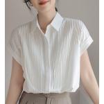 Camisas blancas de popelín de manga corta manga corta marineras con rayas talla XL para mujer 