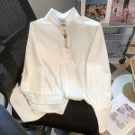 Blusas blancas de popelín de manga larga de otoño manga larga talla XL para mujer 
