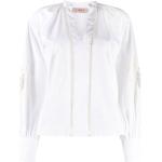 Blusas bordadas blancas de algodón rebajadas con escote V Twinset talla XL para mujer 