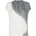 Blusas estampadas grises de lino rebajadas manga corta con rayas talla M para mujer 