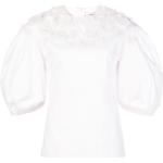 Blusas blancas de algodón rebajadas con cuello redondo Carolina Herrera para mujer 
