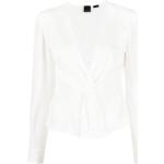 Blusas blancas de seda de manga larga manga larga con escote V PINKO talla XXL para mujer 