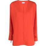 Blusas naranja de poliester de manga larga manga larga con escote V Calvin Klein ck talla L para mujer 