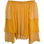 Blusas amarillas de seda de manga larga rebajadas manga larga sin hombros para mujer 
