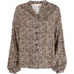 Blusas estampadas marrones de algodón rebajadas con cuello redondo leopardo GOLD HAWK talla M para mujer 