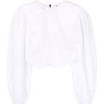 Blusas orgánicas blancas de algodón rebajadas con cuello redondo Ganni con bordado talla L de materiales sostenibles para mujer 