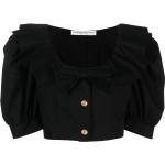 Blusas negras de poliamida rebajadas tallas grandes con cuello redondo Alessandra Rich con volantes talla M para mujer 