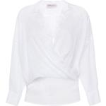 Blusas blancas de popelín de manga larga manga larga con hombros caídos de encaje asimétrico talla L para mujer 