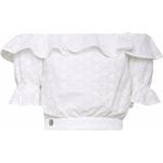 Blusas blancas de algodón con pliegues rebajadas sin hombros de encaje Philipp Plein con volantes talla L para mujer 