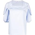 Blusas azules de algodón de manga corta manga corta con escote cuadrado Givenchy talla L para mujer 