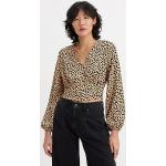 Blusas multicolor de poliester de manga larga manga larga con escote V leopardo LEVI´S talla M para mujer 