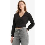 Blusas negras de poliester de manga larga manga larga con escote V LEVI´S talla XS para mujer 
